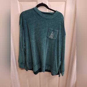 Marleylilly Green Sweatshirt w/embroidered A Size L/xl